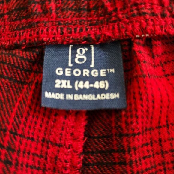 Mens Red Plaid Flannel Lounge Pajama Pants George Size 2XL - Picture 6 of 8
